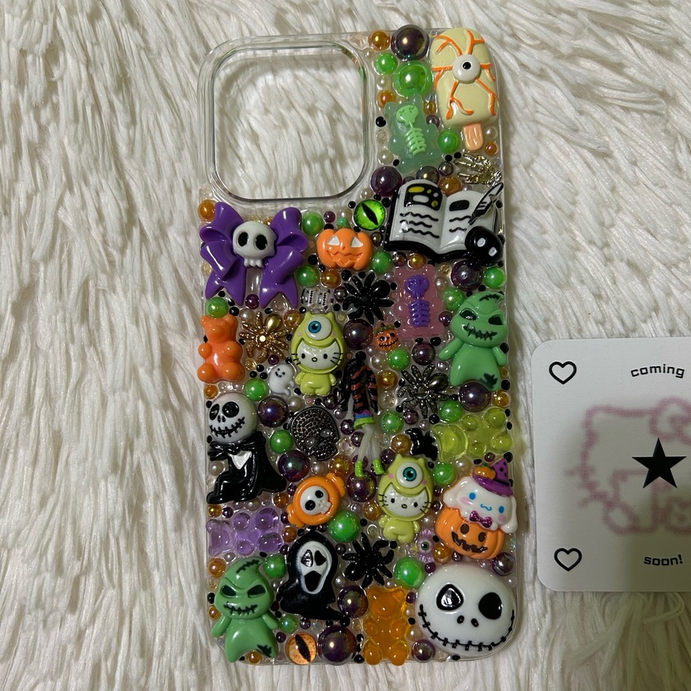 Handmade iPhone 15 Pro Max Junk Case Halloween Spooky Monster High Hello Kitty